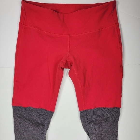 Alo Yoga S/M Goddess Ribbed Leggings Mid Low Rise Red Gray Women's - Picture 2 of 8